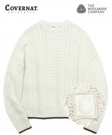 COVERNAT X TWC ARAN KNIT CREWNECK IVORY