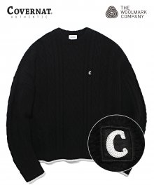 COVERNAT X TWC ARAN KNIT CREWNECK BLACK