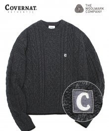 COVERNAT X TWC ARAN KNIT CREWNECK CHARCOAL