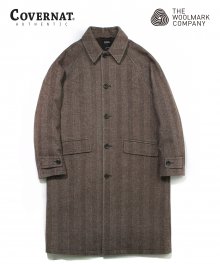 COVERNAT X TWC HERRINGBONE WOOL MAC COAT BROWN