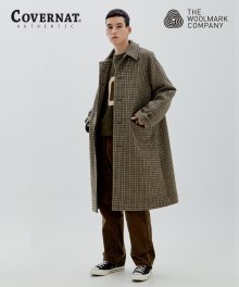 COVERNAT X TWC HOUND TOOTH WOOL MAC COAT