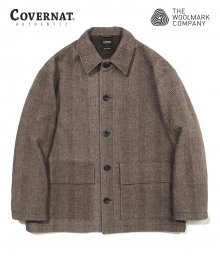 COVERNAT X TWC HERRINGBONE WOOL SHORT COAT