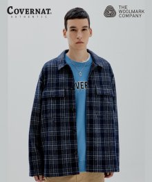 COVERNAT X TWC WOOL TARTAN CHECK 2PK SHIRTS NAVY