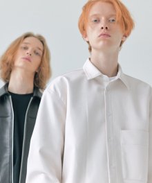 Synthetic Leather Shirt (White) / Semi Over