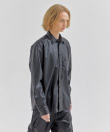 Synthetic Leather Shirt (Black) / Semi Over