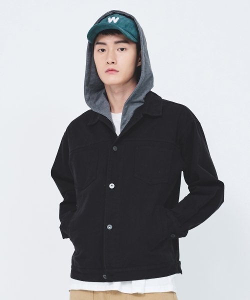 N/hood twill tracker jacket_BK