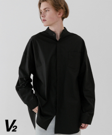 Overfit china collar shirt_black