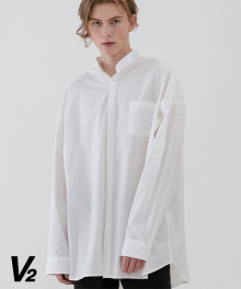 Overfit china collar shirt_white