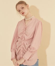 Tencel Shirring Blouse_ Pink