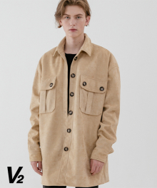 Overfit suede long jacket_beige