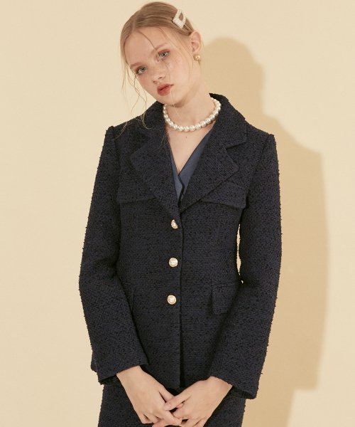 살롱 드 욘(SALON DE YOHN) Classic Tweed Jacket_ Navy - 사이즈 & 후기 | 무신사