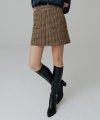 Wool check skirt_brown