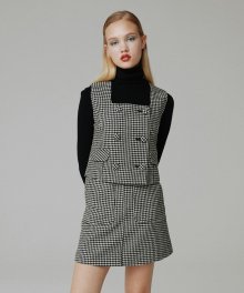 Wool check vest_black