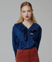 Denim ruffle blouse_blue
