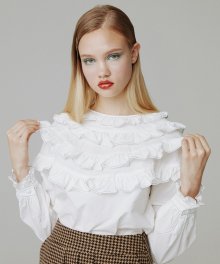 Round ruffle blouse_white