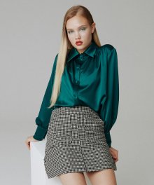 Satin shirring blouse_green
