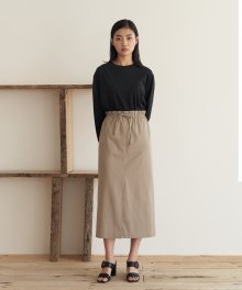 19AU COTTON STRING SKIRT (KHAKI BEIGE)