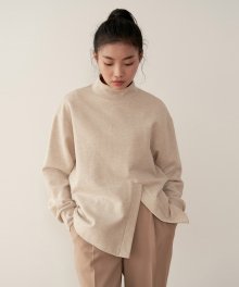 19AU HIGHNECK SLIT SWEAT T-SHIRTS (OATMEAL)