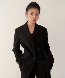 19AU BELTED SINGLE JACKET (BLACK)