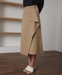 19AU BELTED WRAP SKIRT (BEIGE)