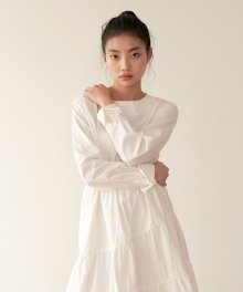 19AU SHIRRING DRESS (WHITE)