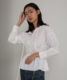 19AU BANDING BLOUSE (WHITE)