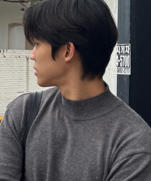 르아르(leire) 미니멀 울 반목폴라 니트 [그레이]