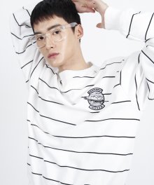 (유니섹스)Striped feather Logo Sweatshirt (WHITE)
