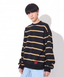 [UNISEX]OSD PATCH STRIPE SWEATSHIRTS(BLACK)