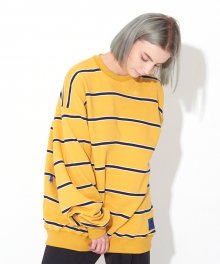 [UNISEX]OSD PATCH STRIPE SWEATSHIRTS(MUSTARD)