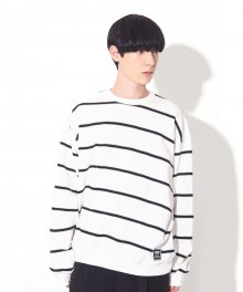 [UNISEX]OSD PATCH STRIPE SWEATSHIRTS(WHITE)