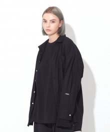 [UNISEX]OSD BASIC PATCH LINEN SHIRTS(BLACK)