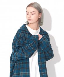 [UNISEX]OSD DIAGONAL POCKET CHECK SHIRTS(BLUEGREEN)