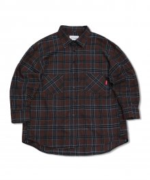 [UNISEX]OSD DIAGONAL POCKET CHECK SHIRTS(BROWN)