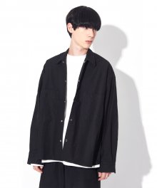 [UNISEX]OSD BASIC WIDE OVERFIT SHIRTS(BLACK)