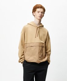 BLAKE PATCH OVERSIZE HOODIE-BEIGE