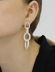 Ring cross chain drop earring (Silver)