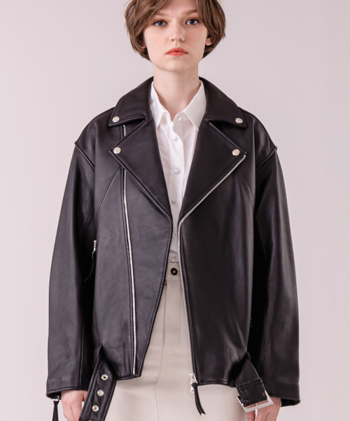 Кожаная косуха оверсайз из овчины - unisex