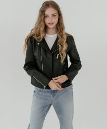 Minimal zipper leather jacket