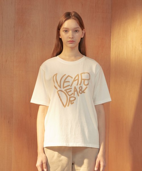 니어앤디어(near8dear) 하트로고 하프 슬리브 셔츠 [화이트]