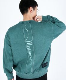 (유니섹스)Lettering Section Pigment Sweatshirt(GREEN)