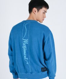 (유니섹스)Lettering Section Pigment Sweatshirt(BLUE)