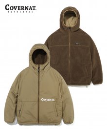 REVERSIBLE FLEECE WARM UP JACKET BROWN