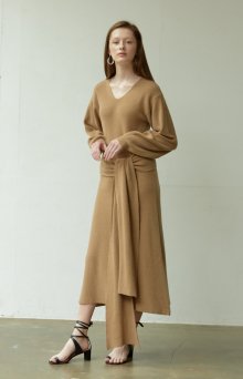 belted knit long dress