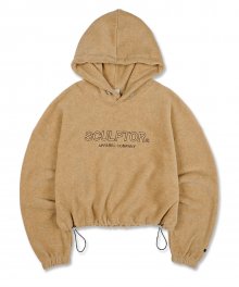 Fleece String Crop Hoodie Eggshell