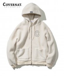 C LOGO BOA FLEECE HOODIE ZIP-UP IVORY