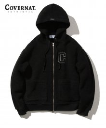 C LOGO BOA FLEECE HOODIE ZIP-UP BLACK