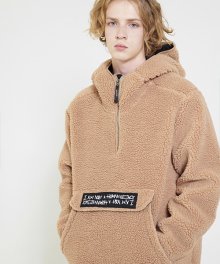 Fleece pullover Anorak Hoodie-Jacket - Brown