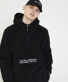 Fleece pullover Anorak Hoodie-Jacket - Black