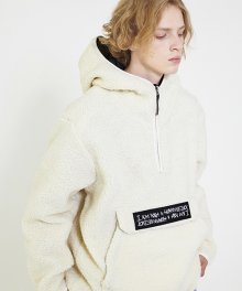 Fleece pullover Anorak Hoodie-Jacket - Ivory
